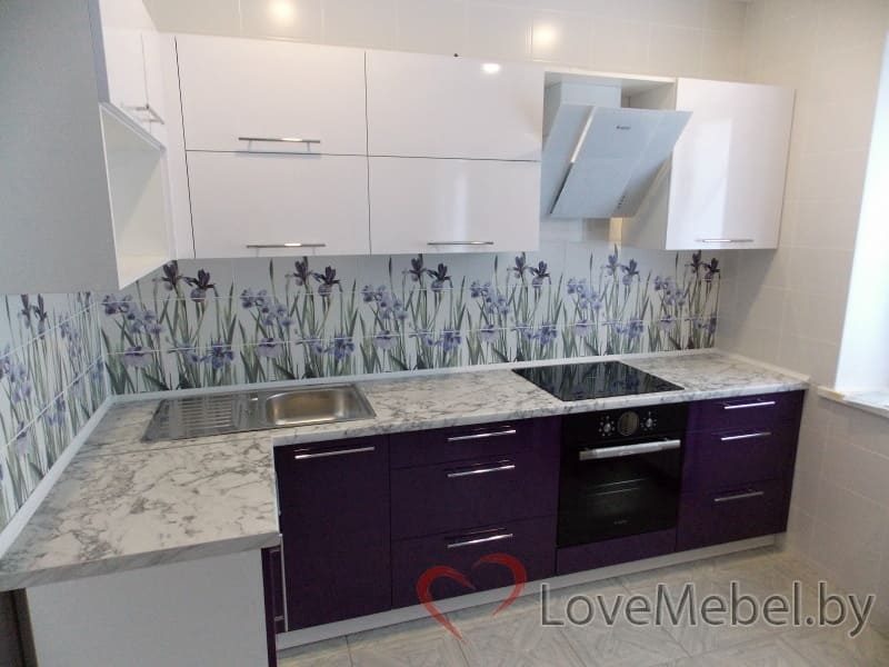 Фиолетово-белая кухня из пластика (3)